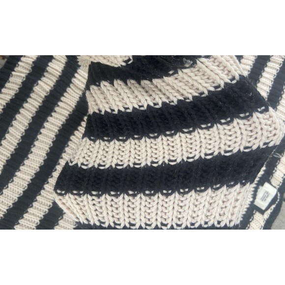 I Love H81 Black Cream Chunky Rib Knit Striped Pullover Sweater Women’s L - Picture 5 of 12